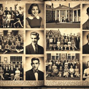 Vintage college yearbook page.