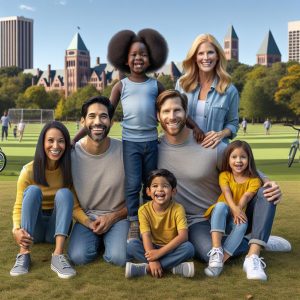 "Happy family outdoors Ann Arbor"