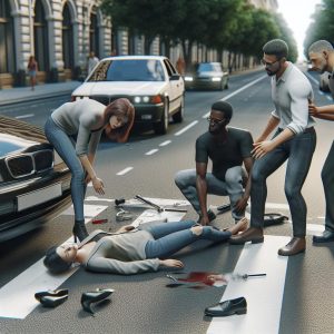 Pedestrian accident urban street.