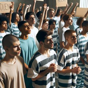 Young inmates protesting mistreatment