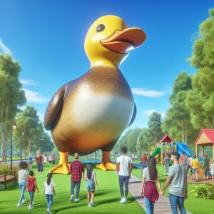 Giant duck at park.