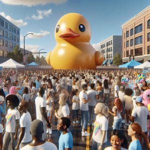 Giant inflatable duck charity.