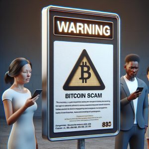 Bitcoin scam warning sign.