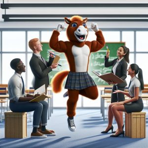 "School mascot transformation concept"