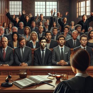 Courtroom tension and reactions.