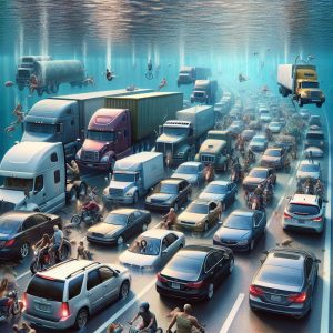 Highway underwater traffic jam