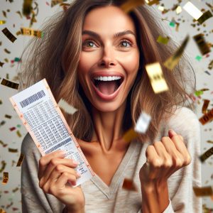 Lottery winner celebrates joyfully