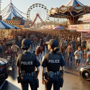 Fairground with police presence