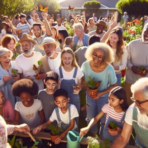 Community gardening event celebration.