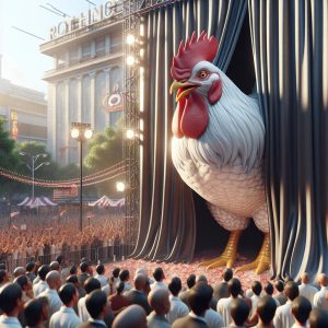 Giant chicken statue unveiling