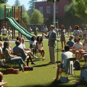 Community park meeting illustration.