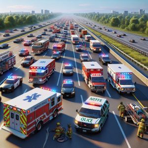 Emergency vehicles on highway