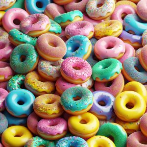 Colorful donuts background pattern