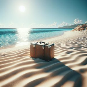 Abandoned suitcase beach