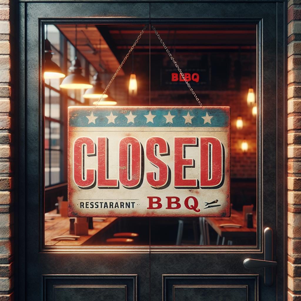 Closed BBQ Restaurant Sign