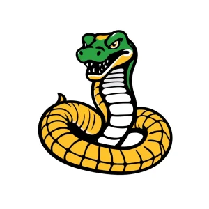 Cobra mascot design in school spirit colors.