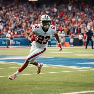 Running back in action during a football game