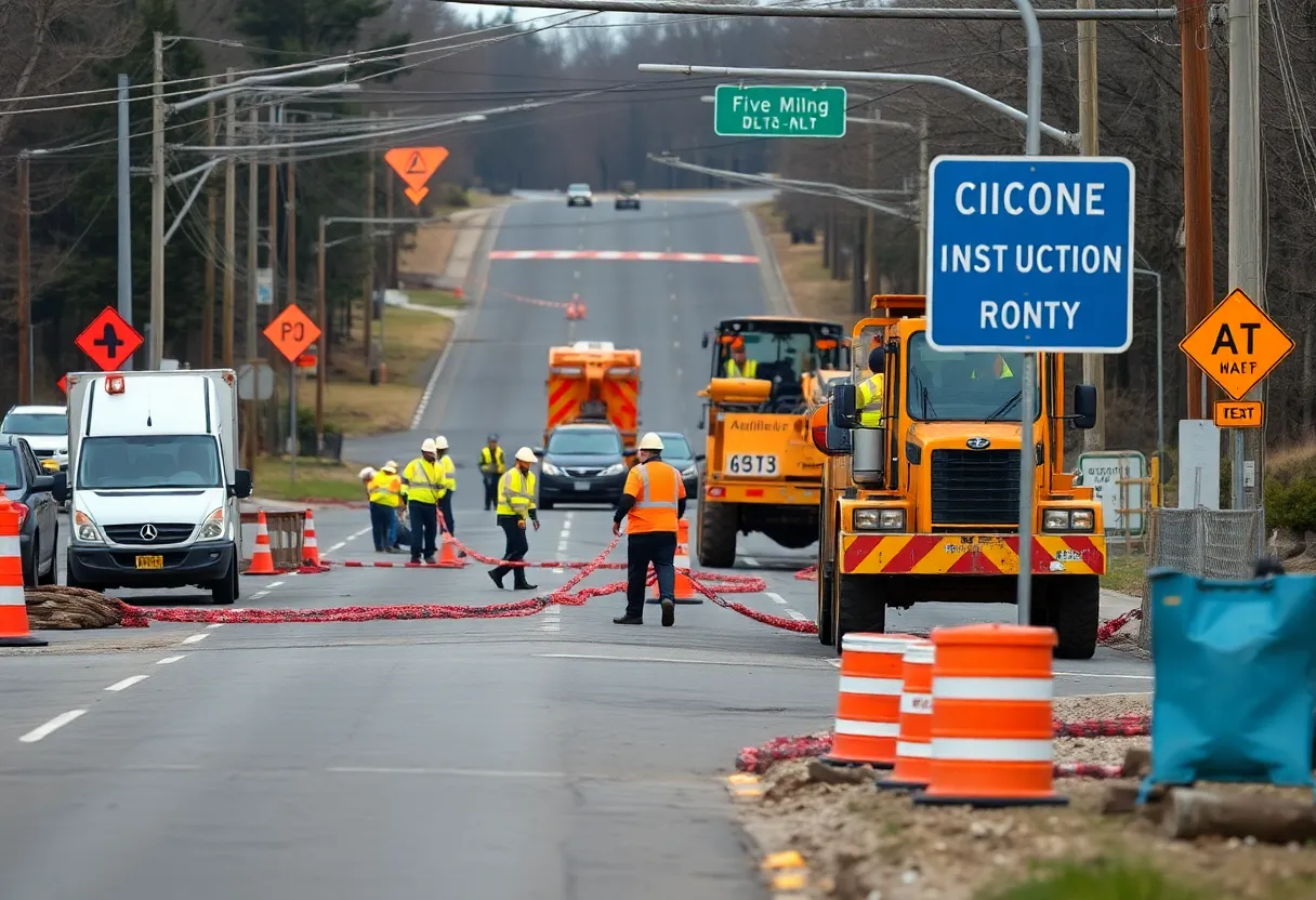 Construction site on Five Mile Road in Northville Township.