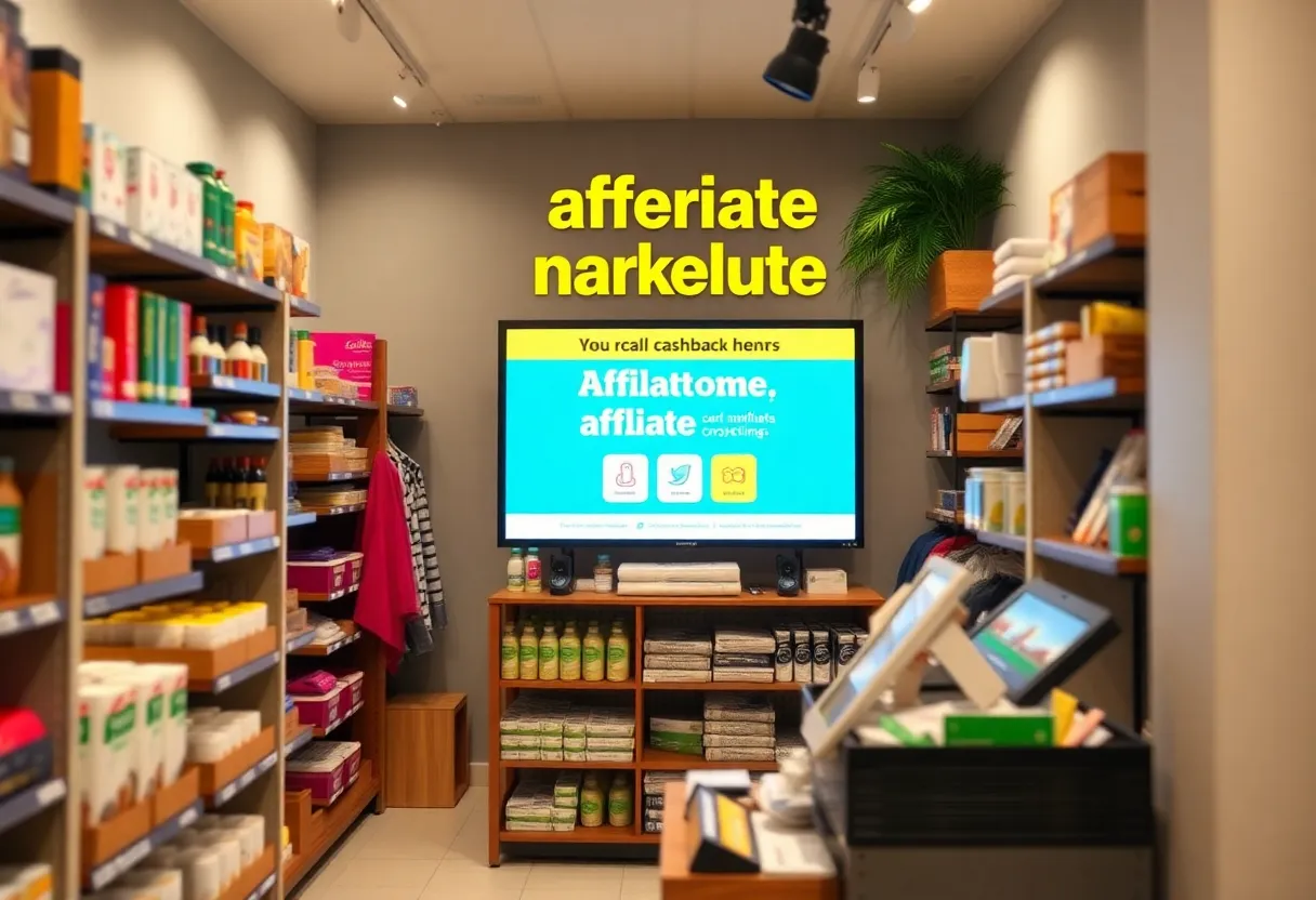 Small retail store promoting affiliate marketing