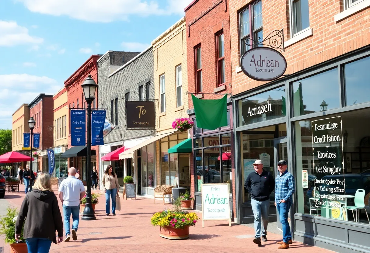 Community scene in Adrian and Tecumseh highlighting economic development