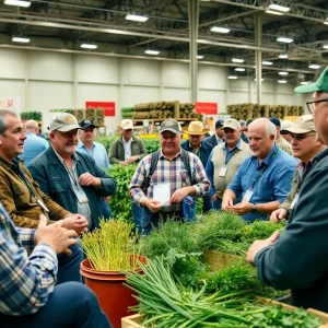 Experts discussing labor shortages at an agricultural convention.