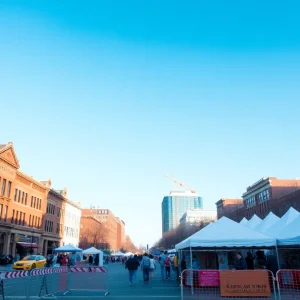 Construction barriers at the Ann Arbor Art Fair site