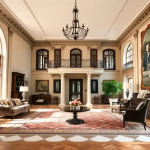 Interior view of the Auker Mansion showcasing modern renovations