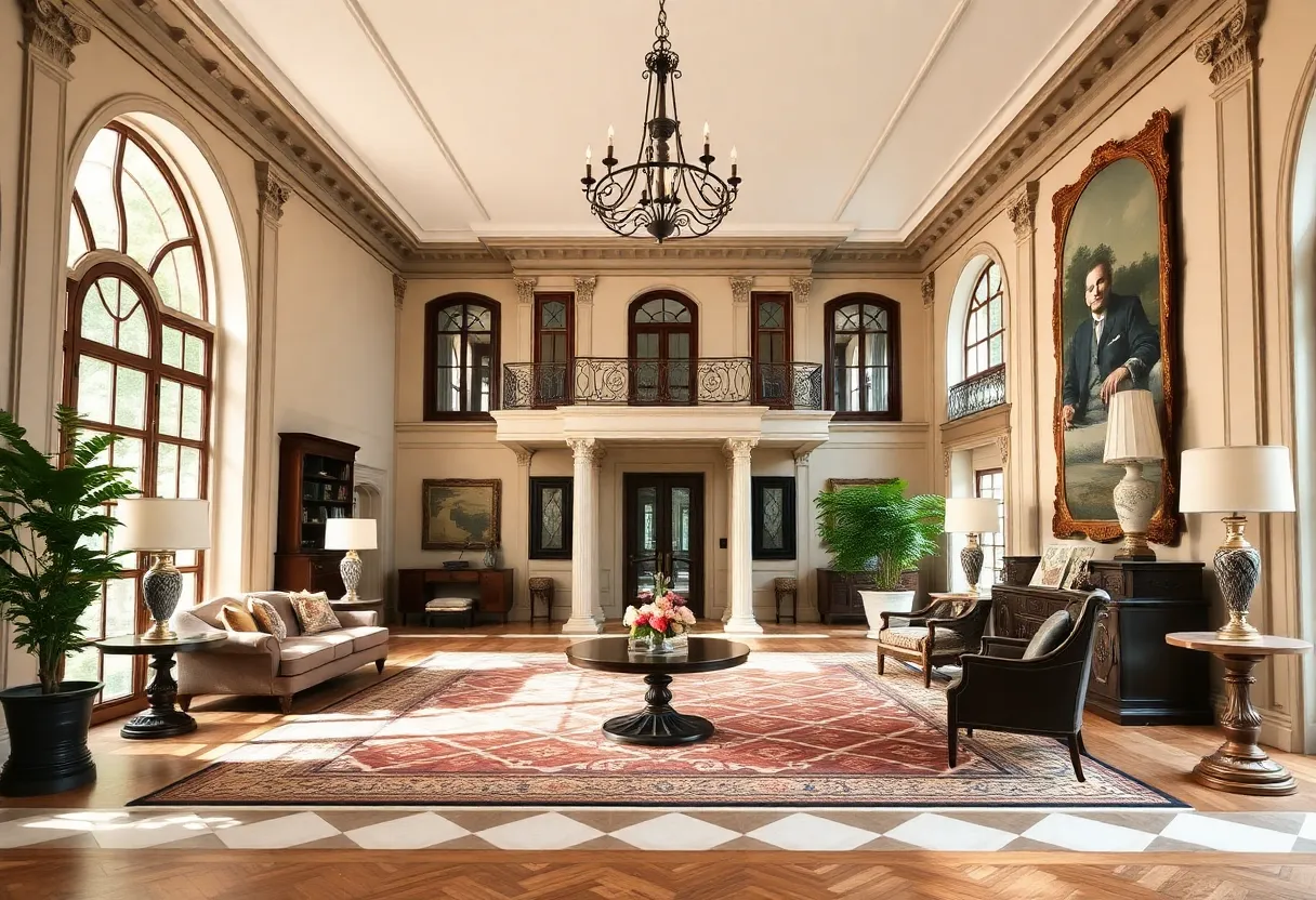 Interior view of the Auker Mansion showcasing modern renovations