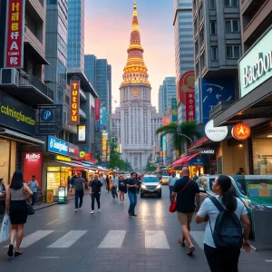 Bangkok cityscape highlighting influencer marketing activities.