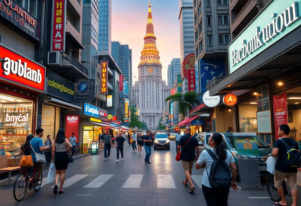 Bangkok cityscape highlighting influencer marketing activities.