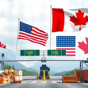 An artistic representation of trade tensions between Canada and the U.S.