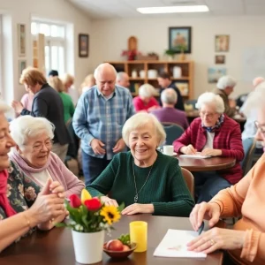 Seniors participating in activities at a senior center