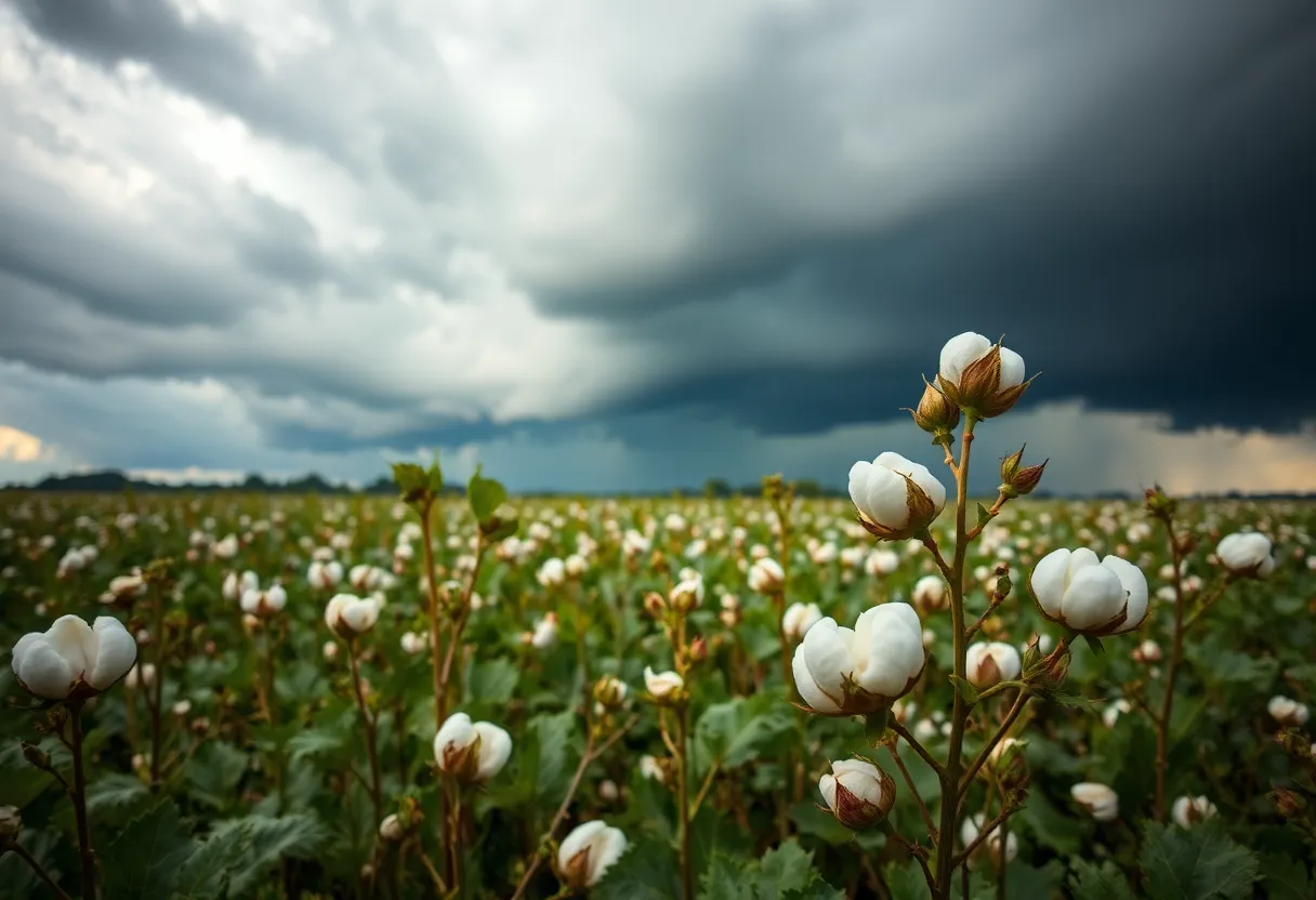 A cotton field illustrating the challenges of market volatility