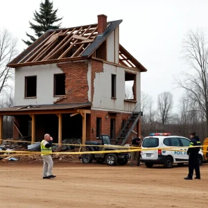 Police investigation at a construction site in Detroit