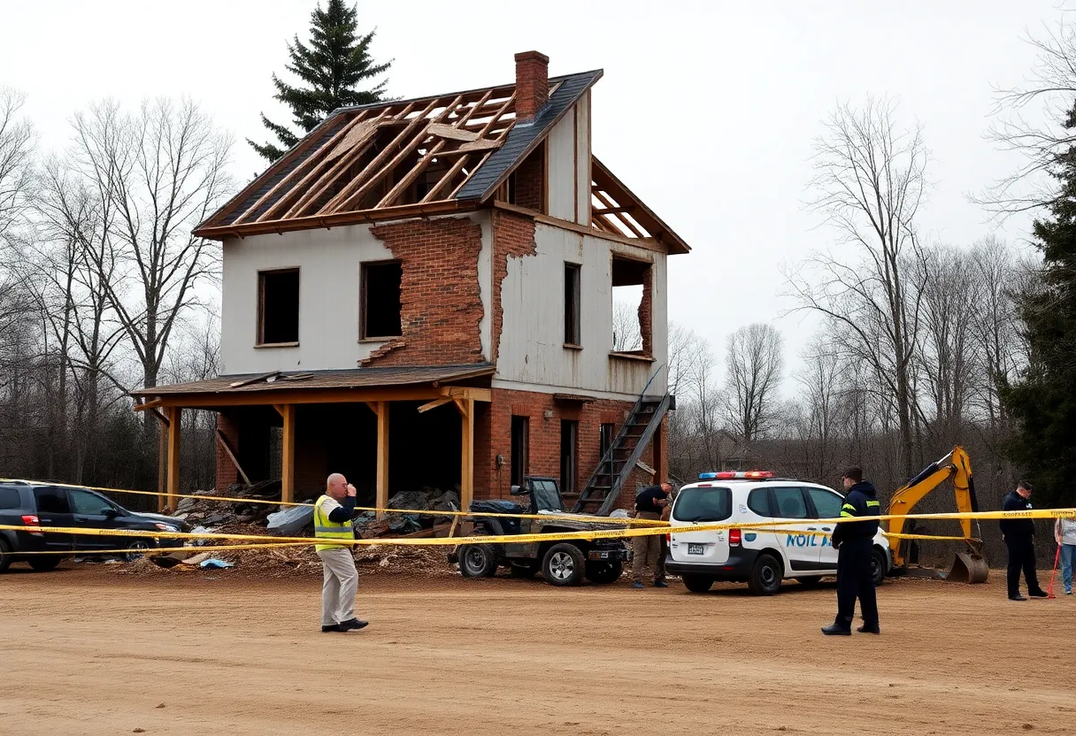 Police investigation at a construction site in Detroit