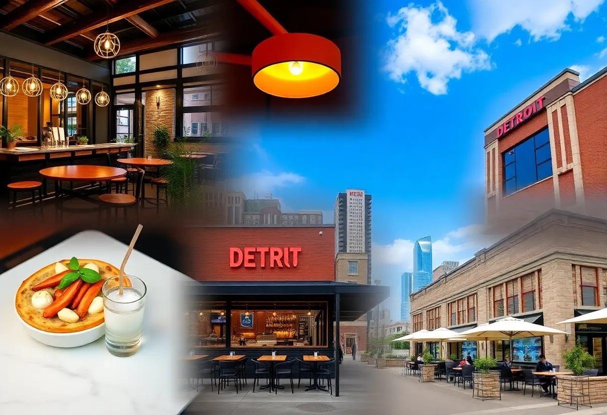 A vibrant scene showcasing Detroit's diverse restaurants and cafés.