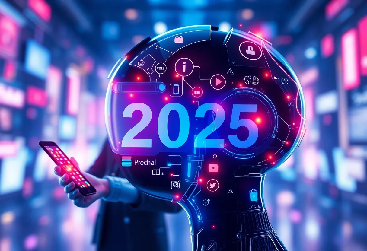 Visual representation of digital marketing innovations and trends for 2025.