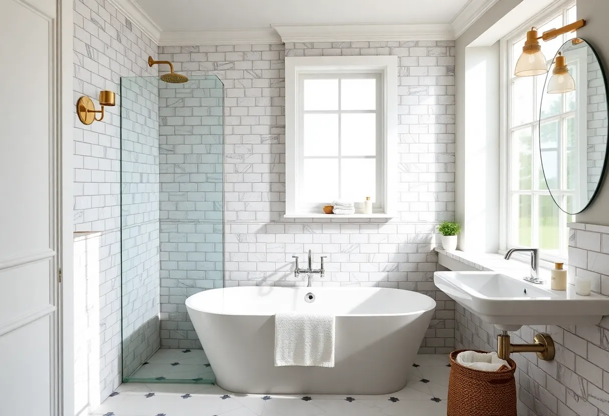 Renovated bathroom with modern fixtures and elegant design