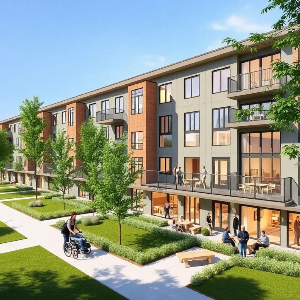 Rendering of the Dr. Violet T. Lewis Village apartments in Detroit