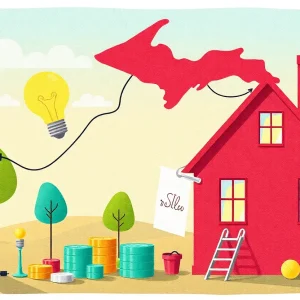 Conceptual illustration of rising energy costs in Michigan