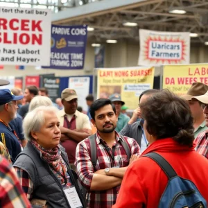 Farmers engaged in discussion about labor shortages at a convention in San Antonio.