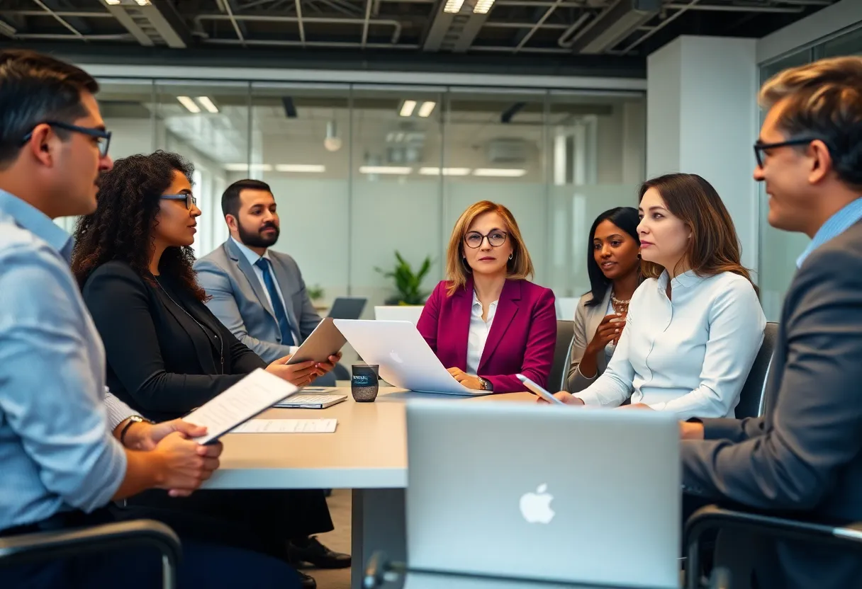 Federal employees contemplating a buyout offer in an office