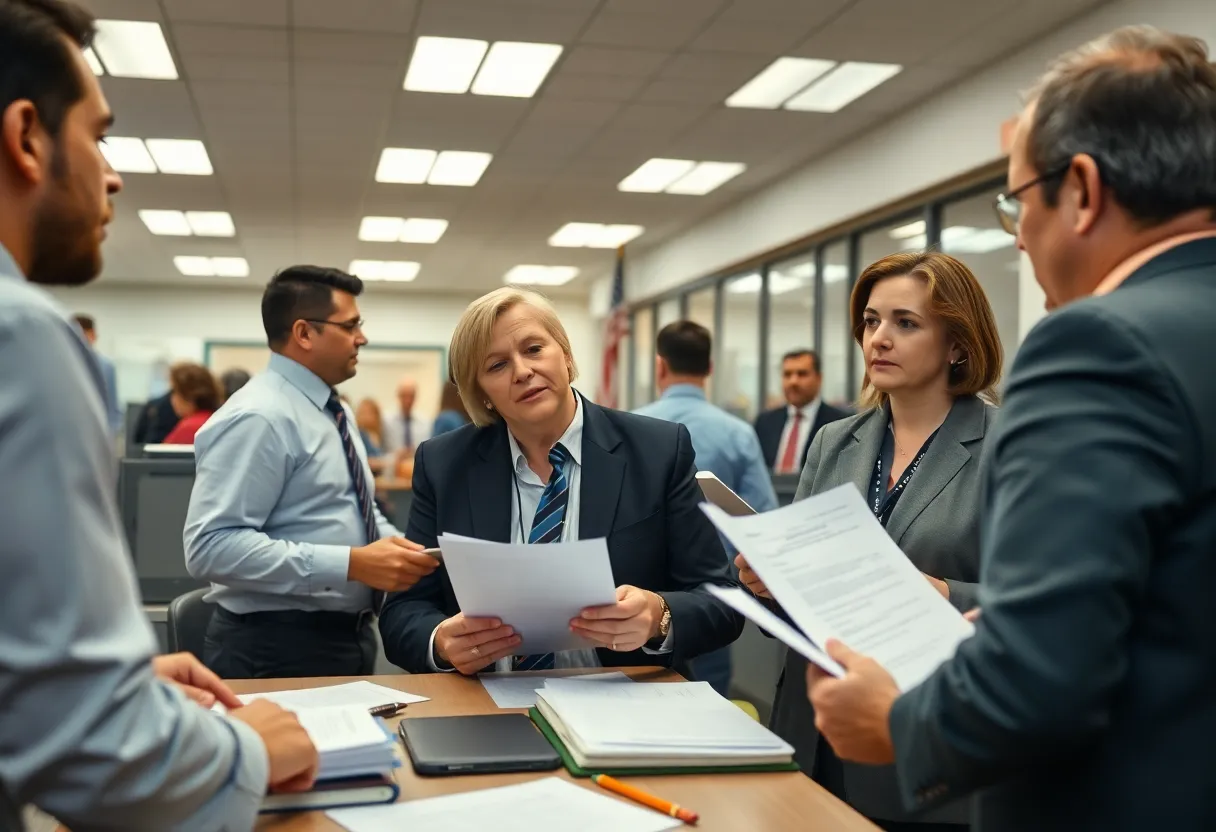 Federal workers discussing buyout options