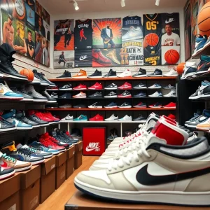 Foot Locker sneaker shop showcasing diverse sneaker brands.