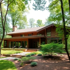 Exterior view of Frank Lloyd Wright's Usonian home in Michigan