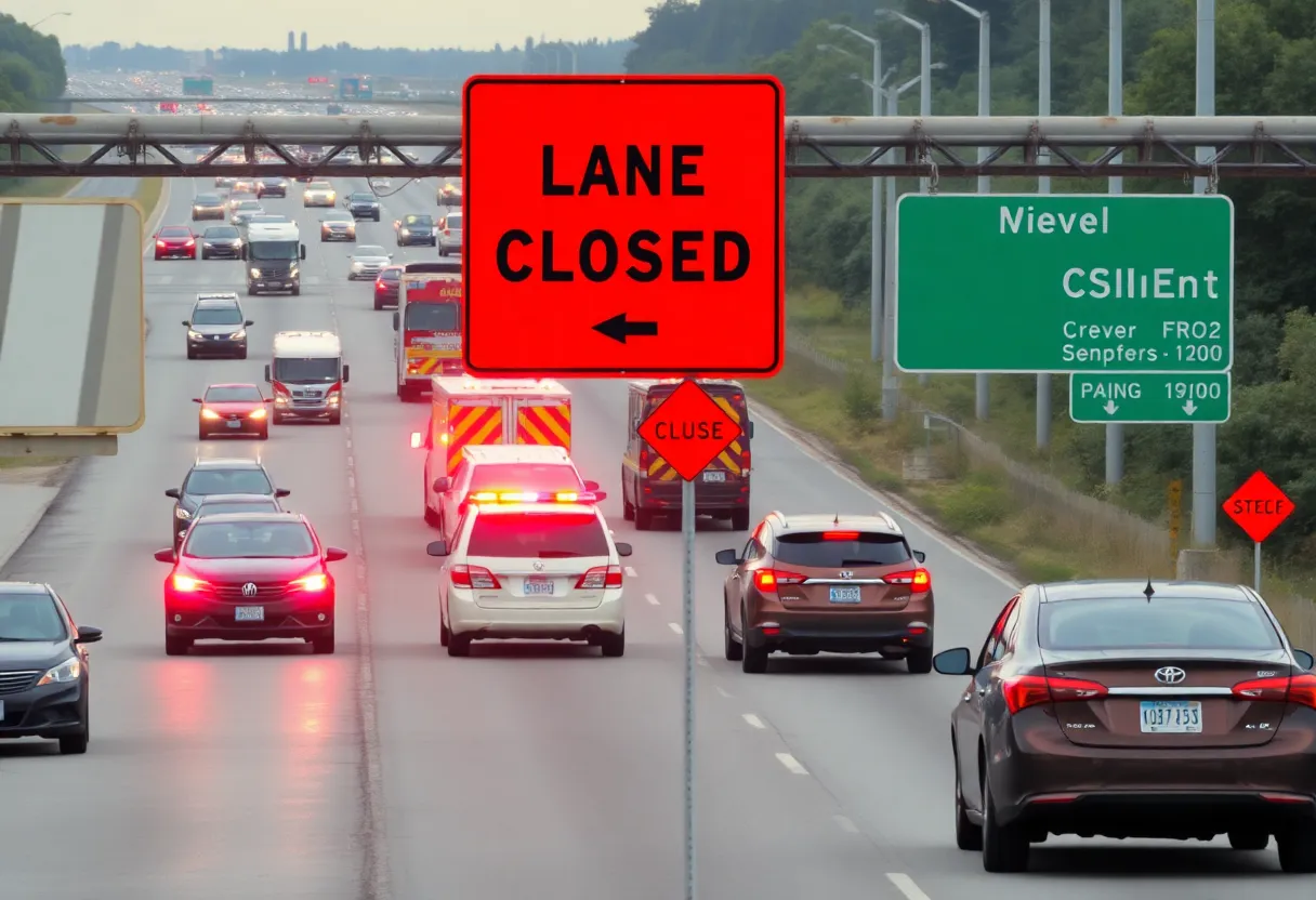 Multiple vehicles in an accident on I-96 with emergency services present