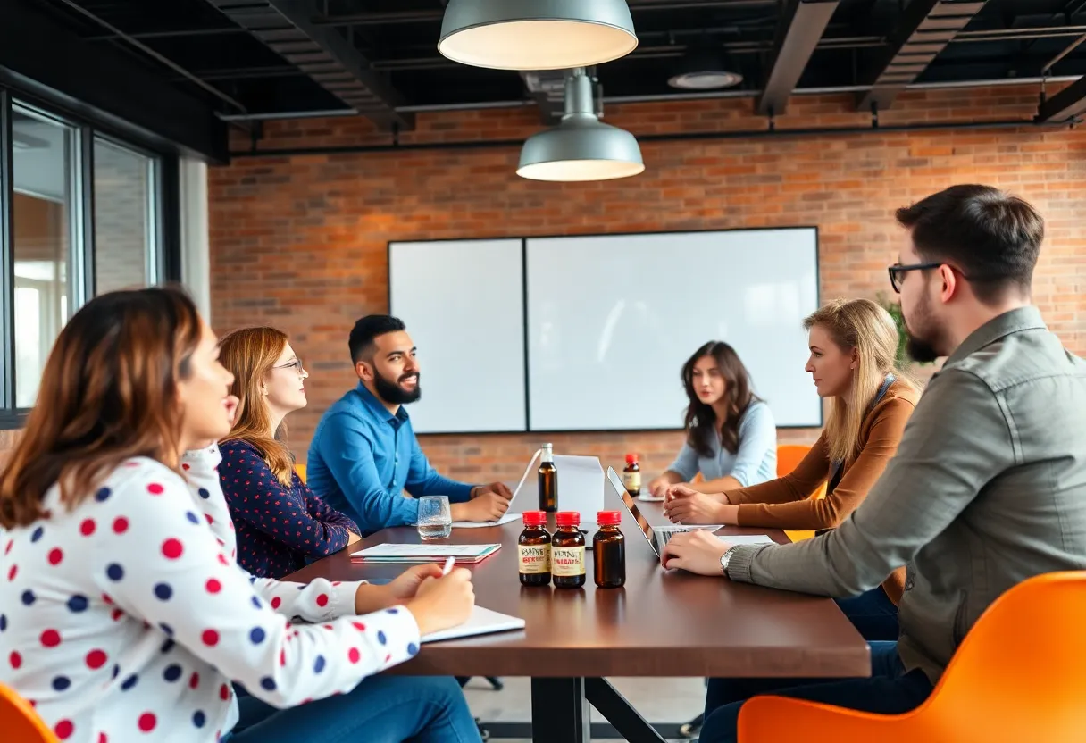 Team meeting discussing J.M. Smucker marketing strategies