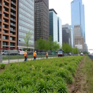 Construction site of Joe Louis Greenway in Detroit