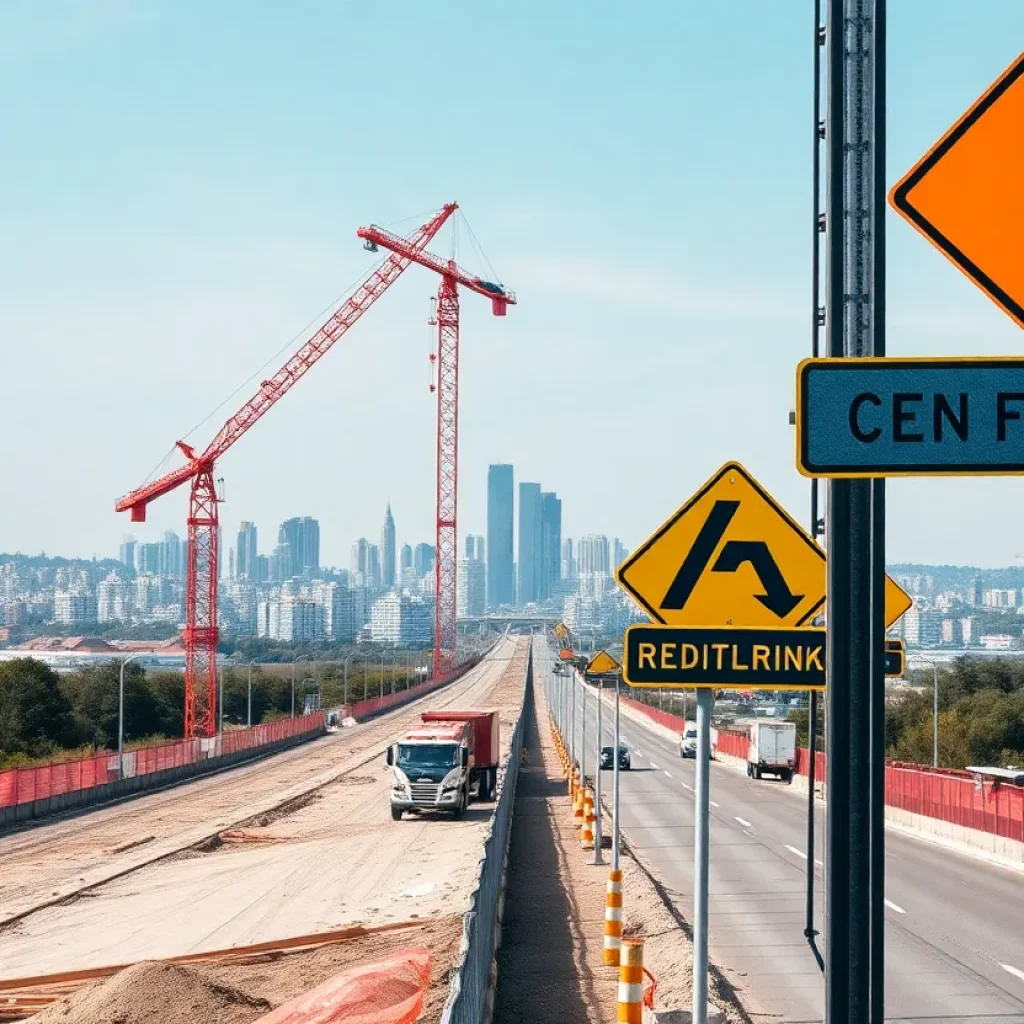 Construction site for Livonia bridge reconstruction project