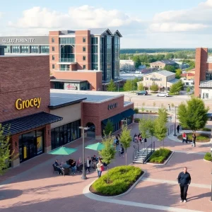 Cityscape of Livonia featuring new grocery stores and housing developments